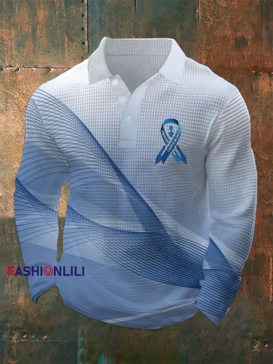 Men’s Prostate Cancer Awareness Waffle Print Casual Top Blue / S