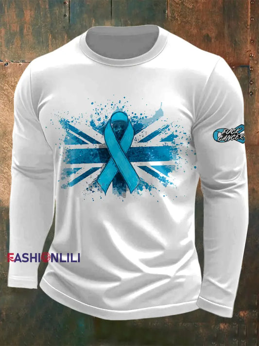 Men’s Prostate Cancer UK Printed Long Sleeved Round Neck T shirt White / S