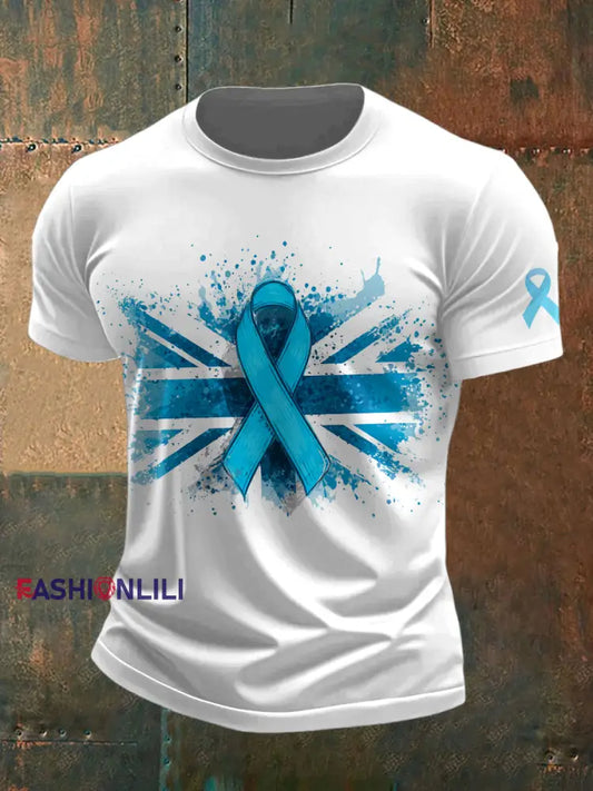 Men’s Prostate Cancer UK Printed Vintage Fashion Loose Short Sleeve T Shirt White / S