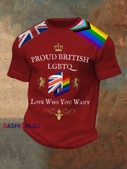 Men’s Proud British LBGT Printed Waffle T-shirt Red / S