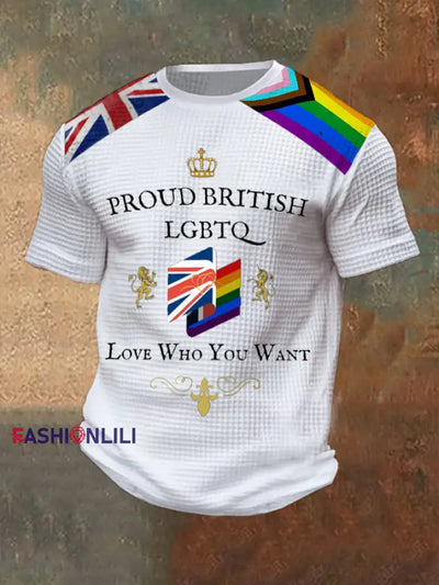 Men’s Proud British LBGT Printed Waffle T-shirt White / S
