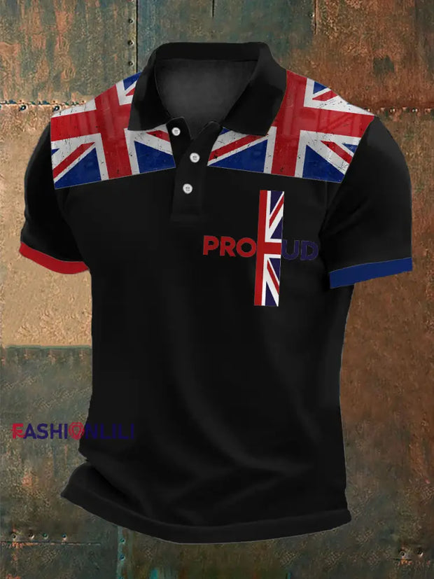 Men’s Proud To Be British Printed Polo Shirt Black / S