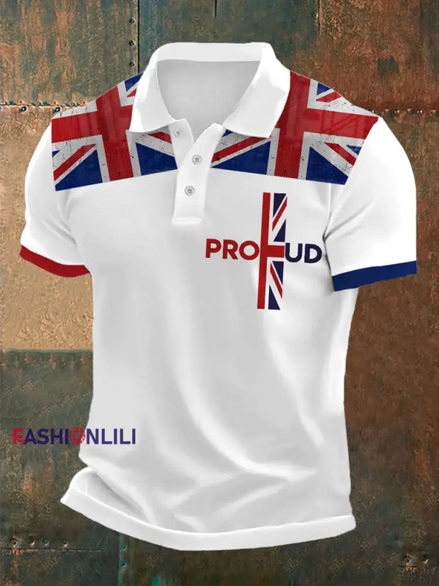 Men’s Proud To Be British Printed Polo Shirt White / S