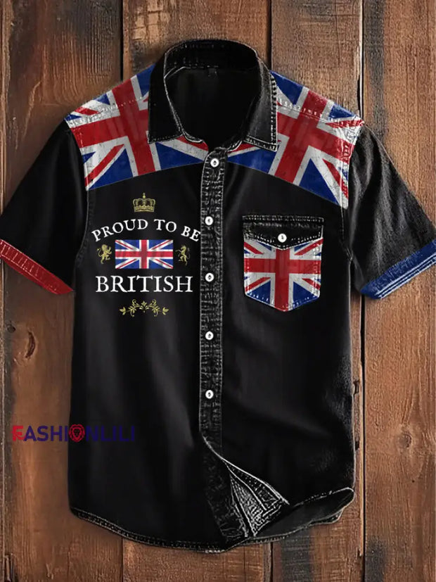 Men’s Proud To Be British Printed Shirt Black / S
