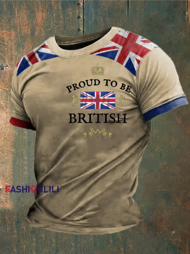 Men’s Proud To Be British Printed T-shirt Khaki / S