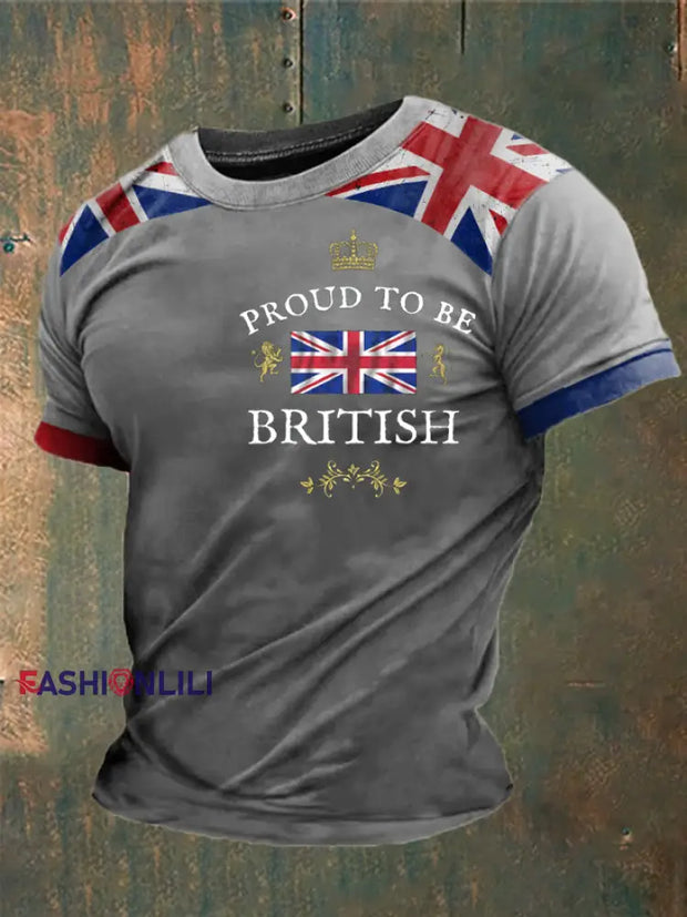 Men’s Proud To Be British Printed T-shirt Light Gray / S