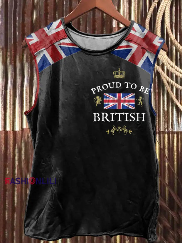 Men’s Proud To Be British Printed Vest Black / S