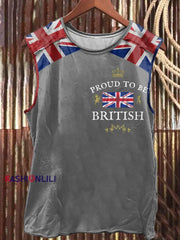 Men’s Proud To Be British Printed Vest Light Gray / S