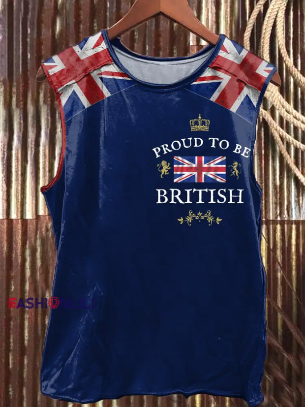Men’s Proud To Be British Printed Vest Navy Blue / S