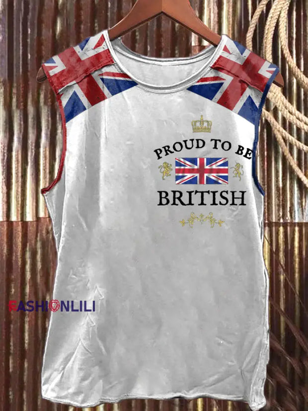 Men’s Proud To Be British Printed Vest White / S