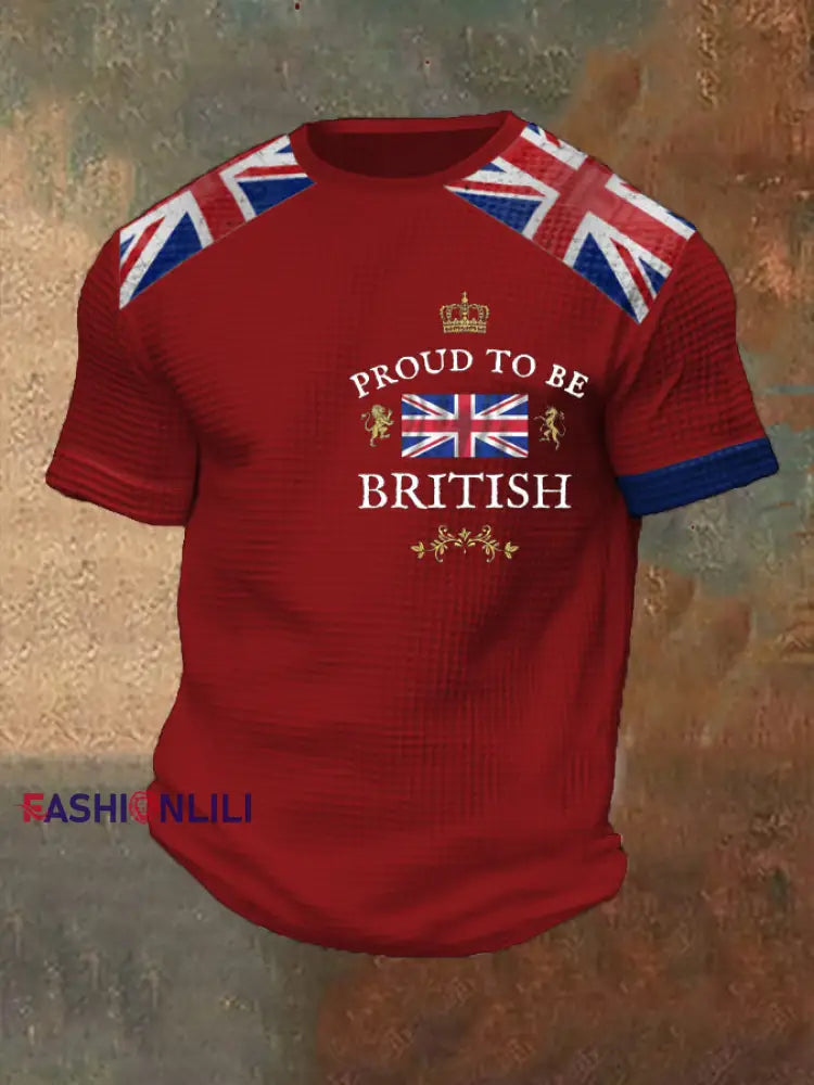 Men’s Proud To Be British Printed Waffle T-shirt Red / S