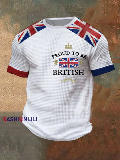 Men’s Proud To Be British Printed Waffle T-shirt White / S