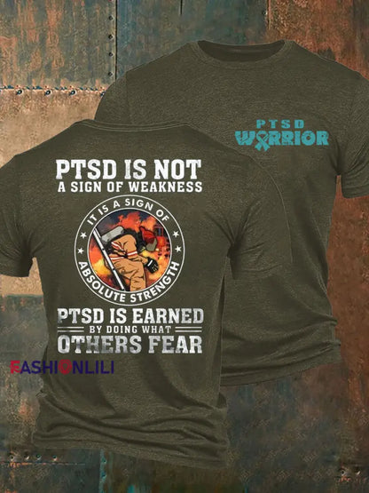 Men’s PTSD Awareness Veteran Printed T-Shirt Army Green / S