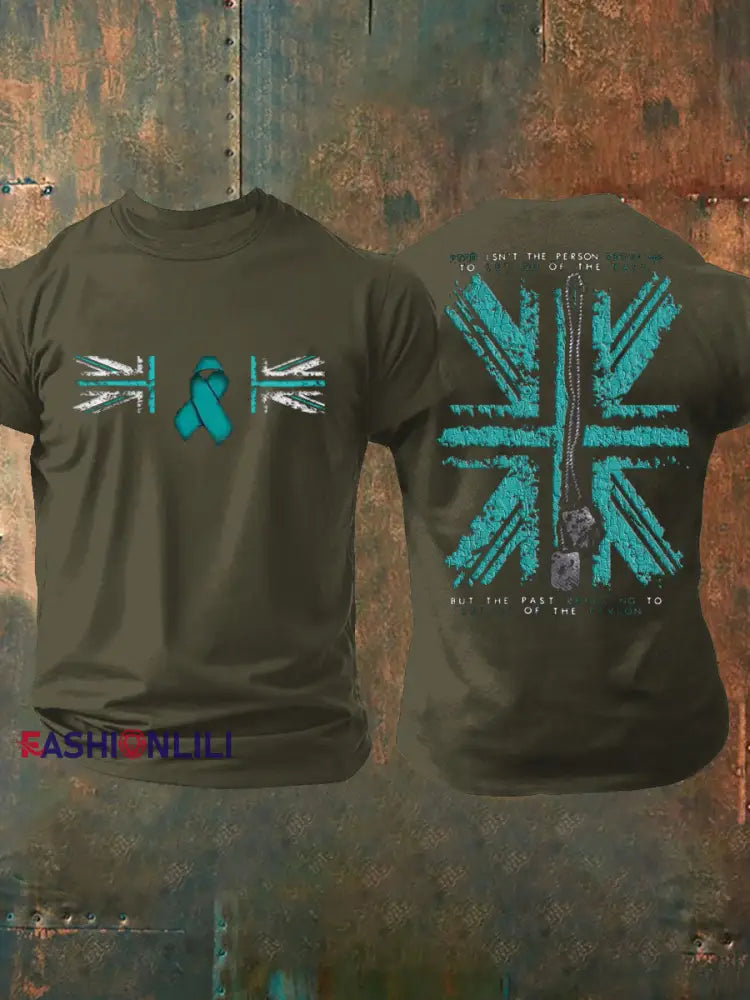 Men’s PTSD Awareness Veteran Printed T-shirt Army Green / S
