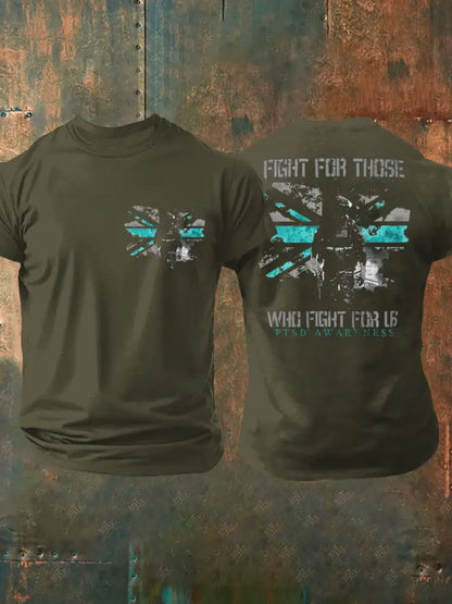Men’s PTSD Awareness Veteran Printed T-shirt Army Green / S