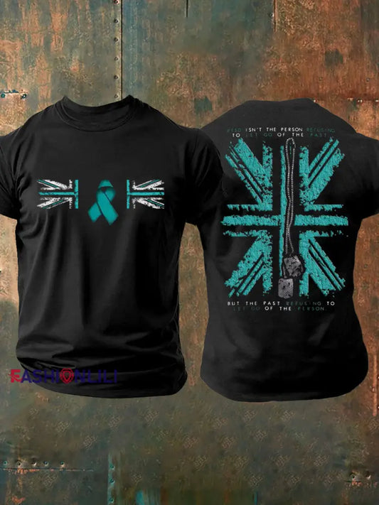 Men’s PTSD Awareness Veteran Printed T-shirt Black / S