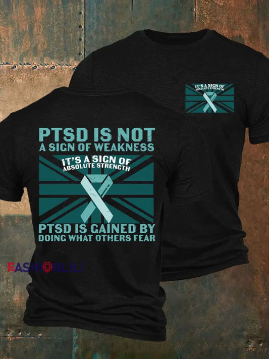 Men’s PTSD Awareness Veteran Printed T-shirt Black / S