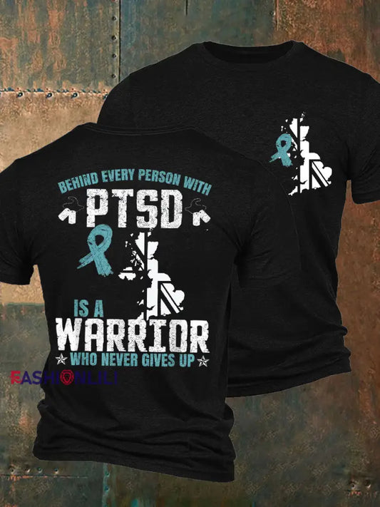 Men’s PTSD Awareness Veteran Printed T-shirt Black / S