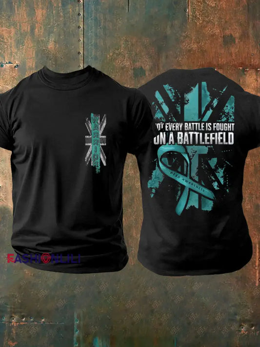 Men’s PTSD Awareness Veteran Printed T-shirt Black / S