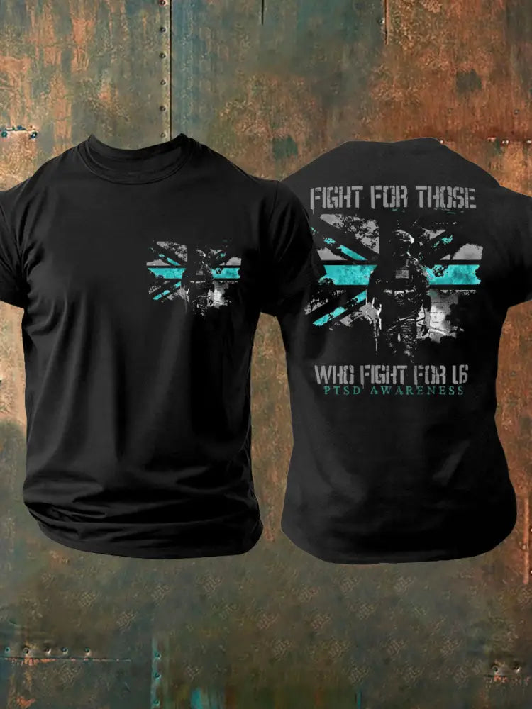 Men’s PTSD Awareness Veteran Printed T-shirt Black / S