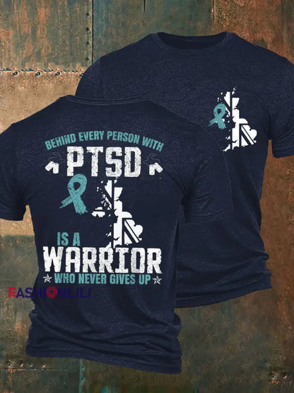 Men’s PTSD Awareness Veteran Printed T-shirt Navy Blue / S