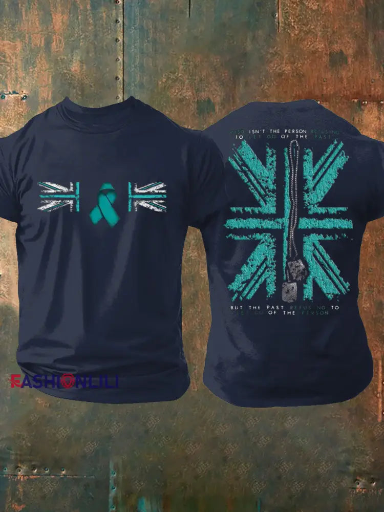 Men’s PTSD Awareness Veteran Printed T-shirt Navy Blue / S