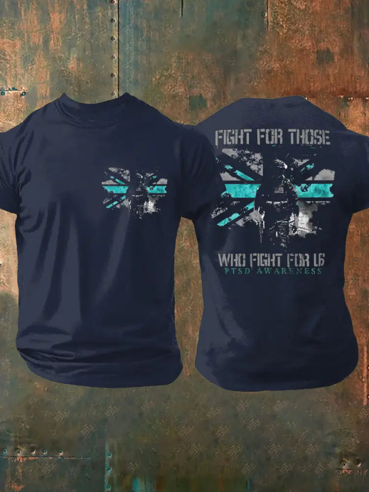 Men’s PTSD Awareness Veteran Printed T-shirt Navy Blue / S