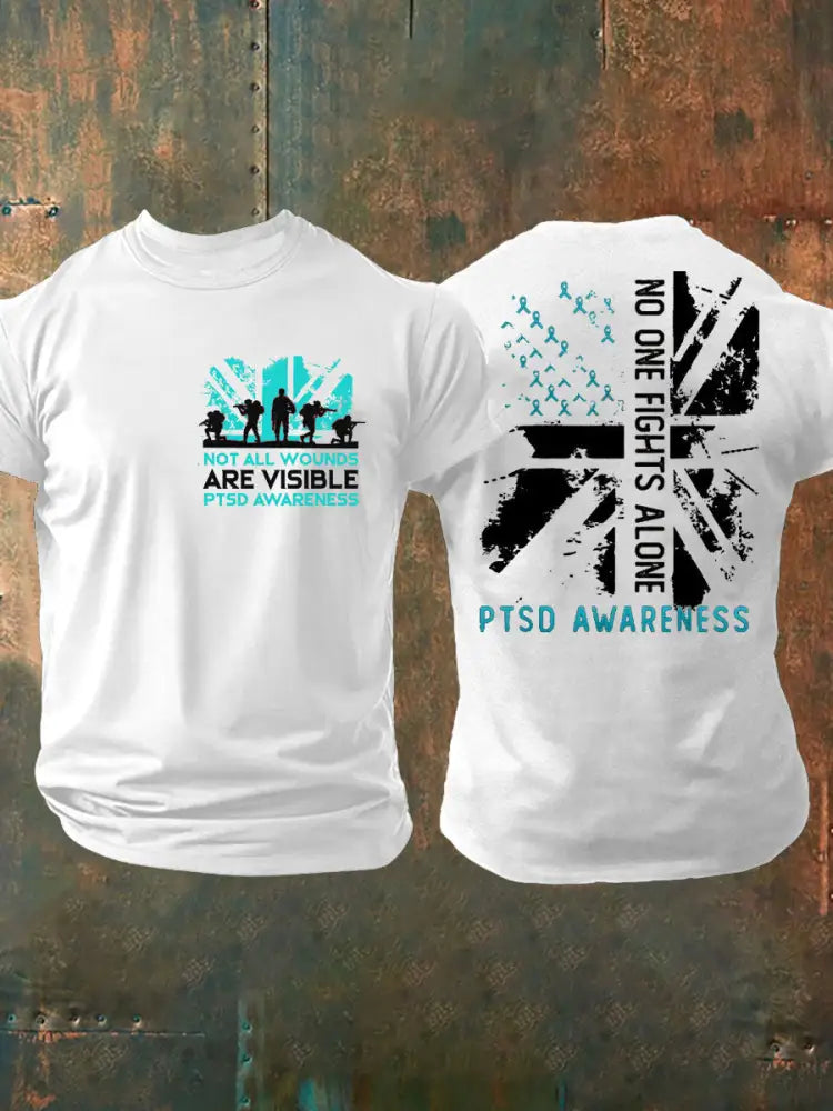 Men’s PTSD Awareness Veteran Printed T-shirt White / S