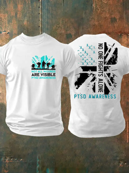 Men’s PTSD Awareness Veteran Printed T-shirt White / S