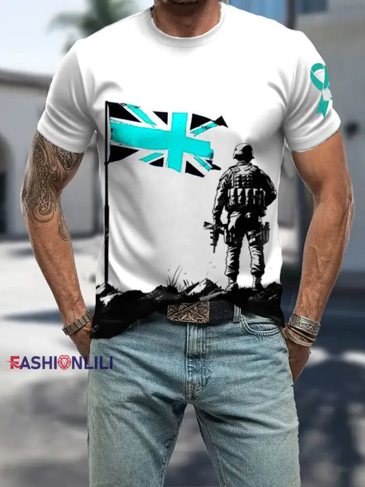Men’s PTSD Awareness Veteran Printed T-shirt White / S