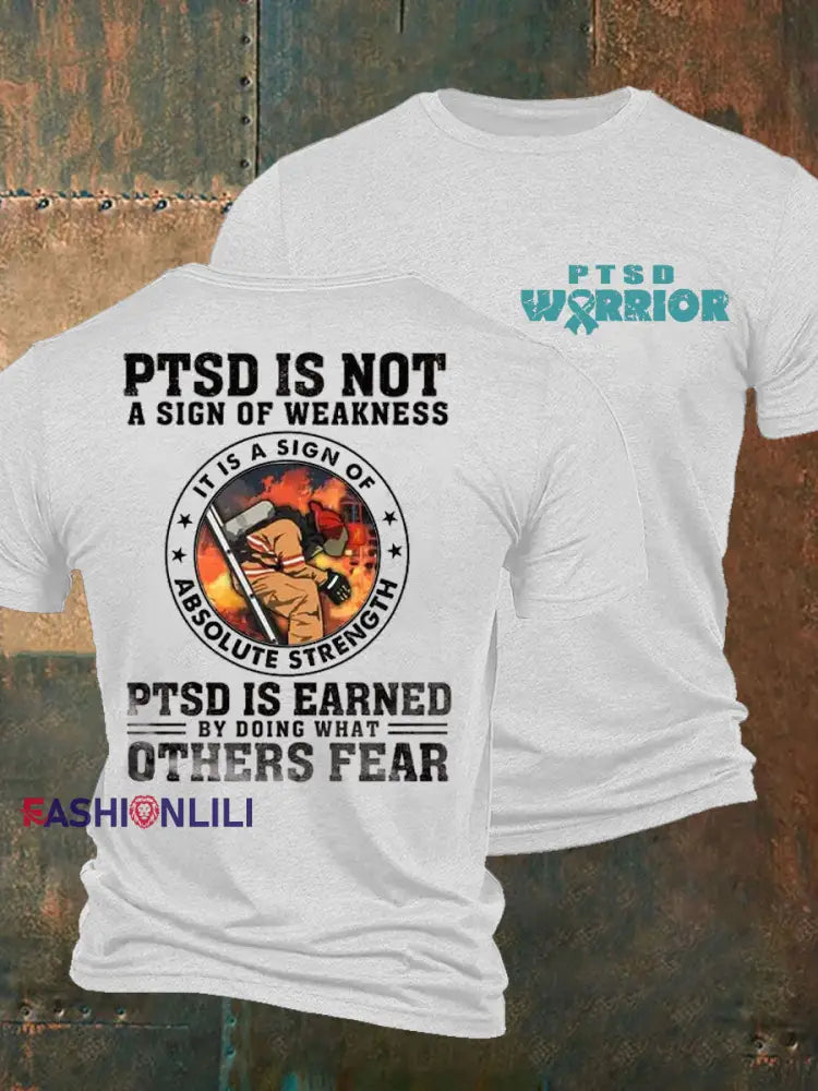 Men’s PTSD Awareness Veteran Printed T-Shirt White / S