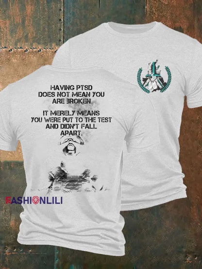 Men’s PTSD Awareness Veteran Printed T-Shirt White / S
