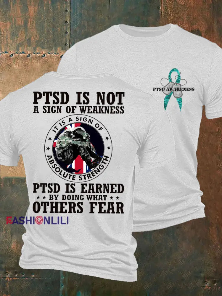 Men’s PTSD Awareness Veteran Printed T-shirt White / S