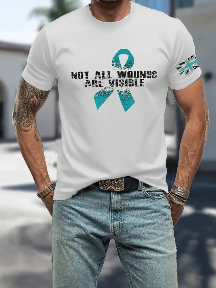 Men’s PTSD Awareness Veteran Printed T-shirt White / S