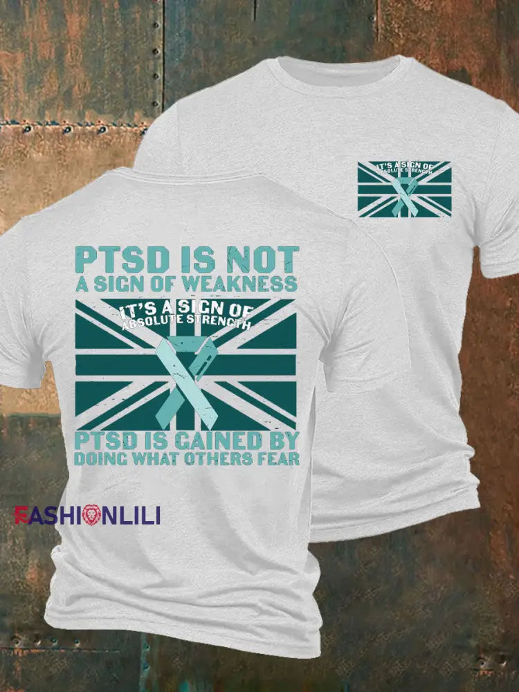Men’s PTSD Awareness Veteran Printed T-shirt White / S