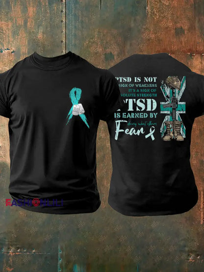 Men’s PTSD Awareness Veteran T-shirt Black / S