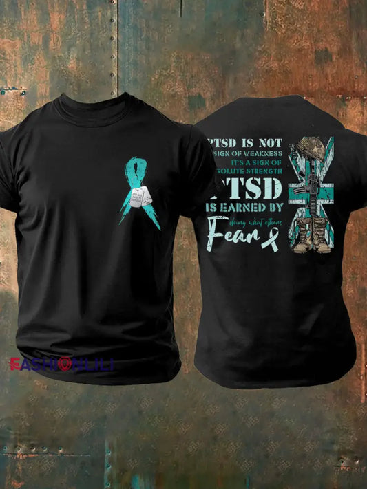 Men’s PTSD Awareness Veteran T-shirt Black / S