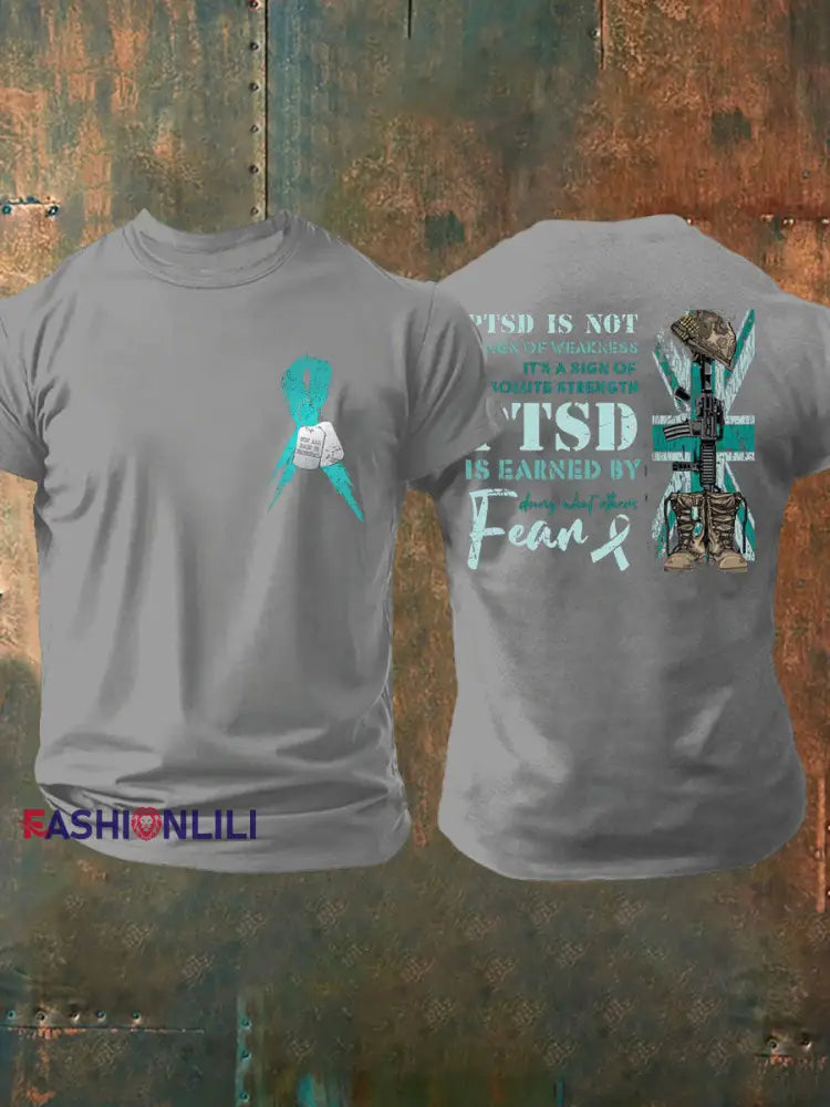 Men’s PTSD Awareness Veteran T-shirt Light Gray / S
