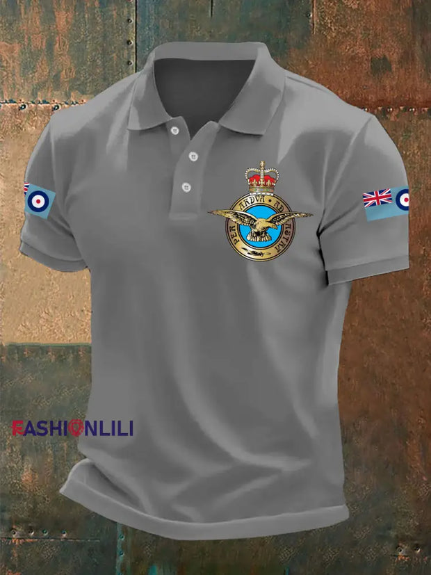 Men’s RAF Print Casual Top Gray / S