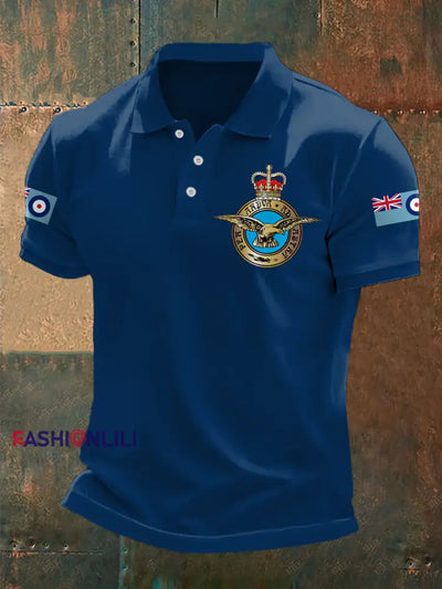 Men’s RAF Print Casual Top Navy Blue / S