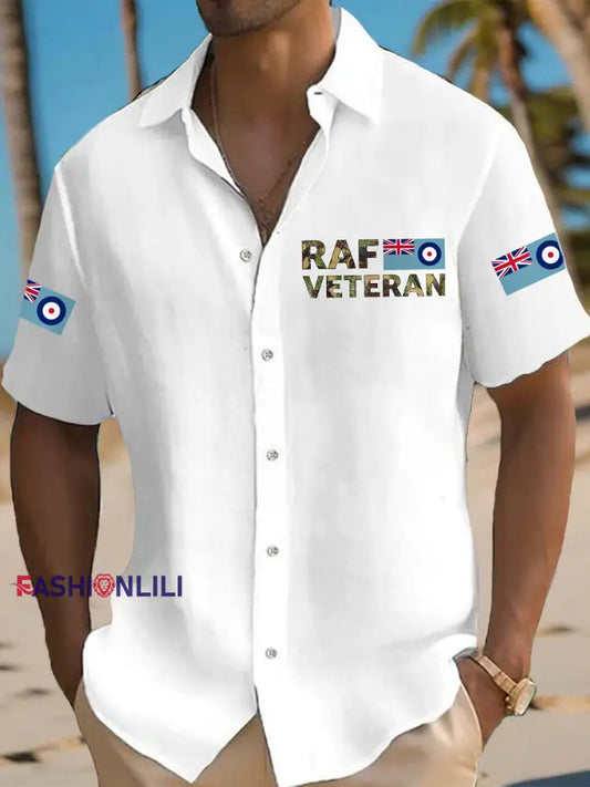 Men’s RAF Veteran Casual Short Sleeve Shirt White / S