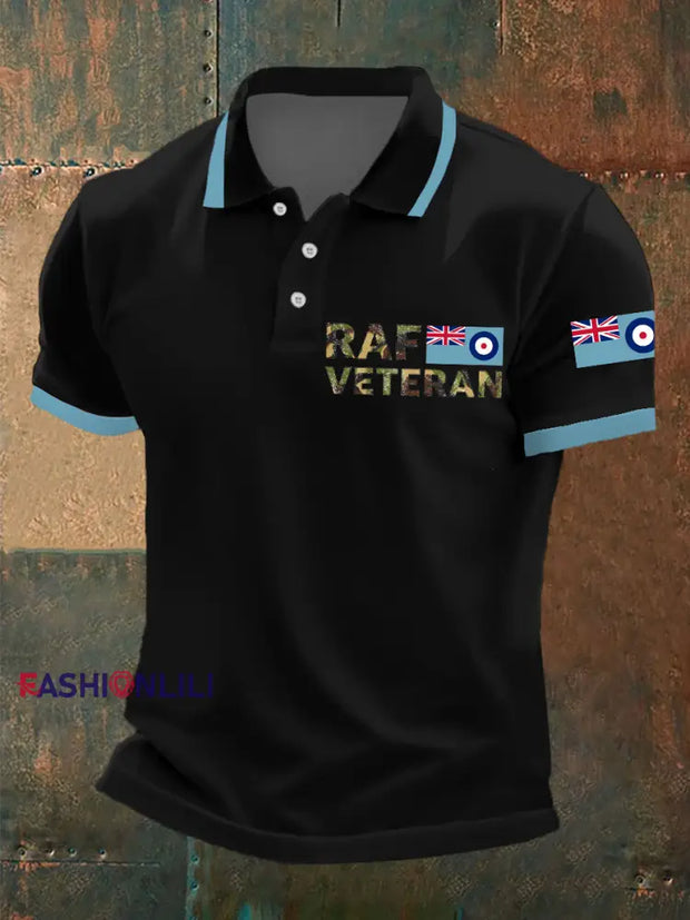 Men’s RAF Veteran Print Casual Top Black / S