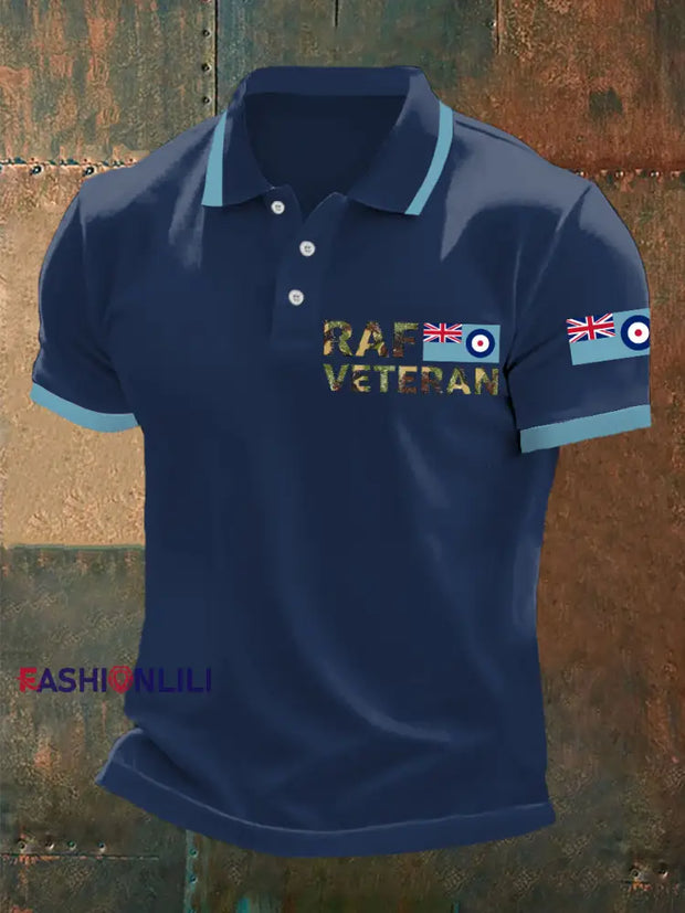 Men’s RAF Veteran Print Casual Top Navy Blue / S