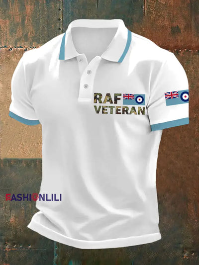 Men’s RAF Veteran Print Casual Top White / S