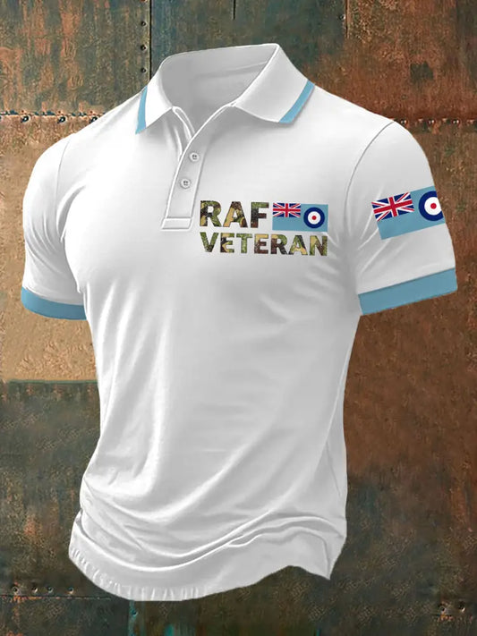 Men’s RAF Veteran Print Casual Top White / S