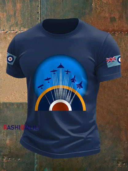 Men’s RAF Wings Of Freedom Print Casual Tee Navy Blue / S