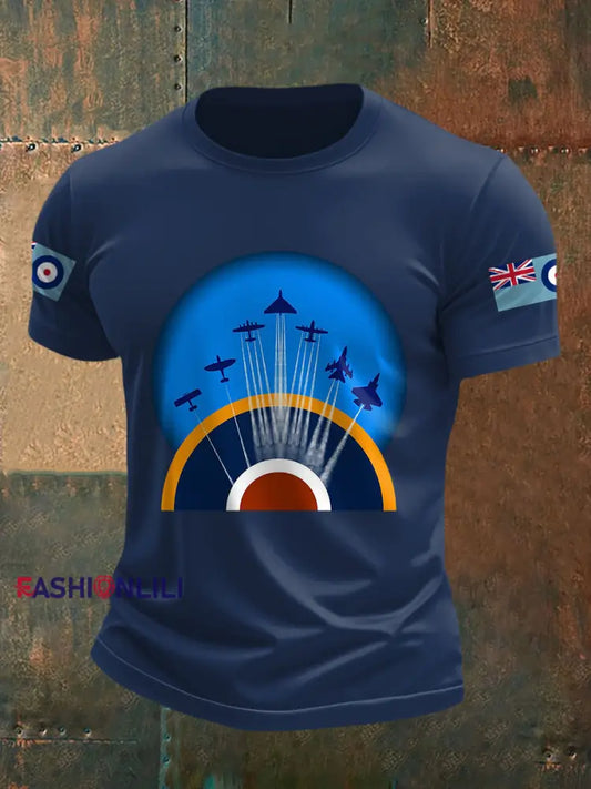 Men’s RAF Wings Of Freedom Print Casual Tee Navy Blue / S