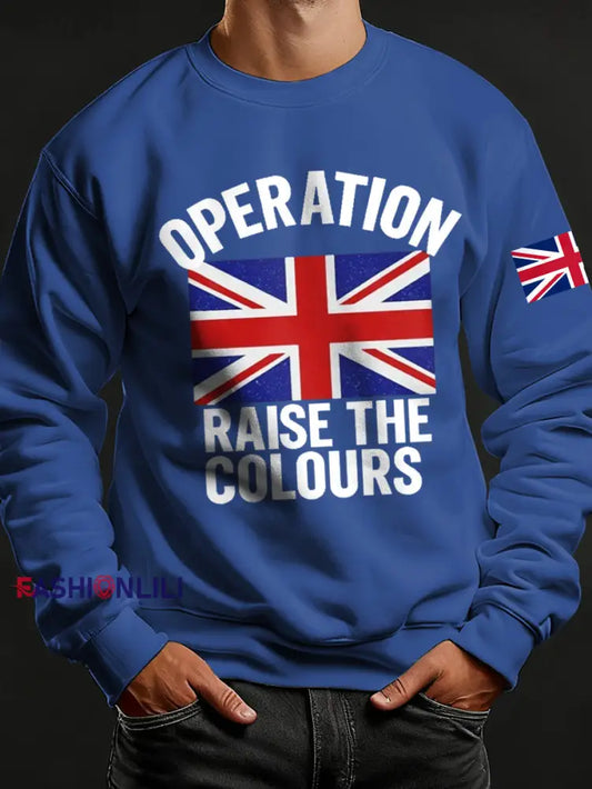 Men’s Raise The Colours Print Crew Neck Sweatshirt Blue / S