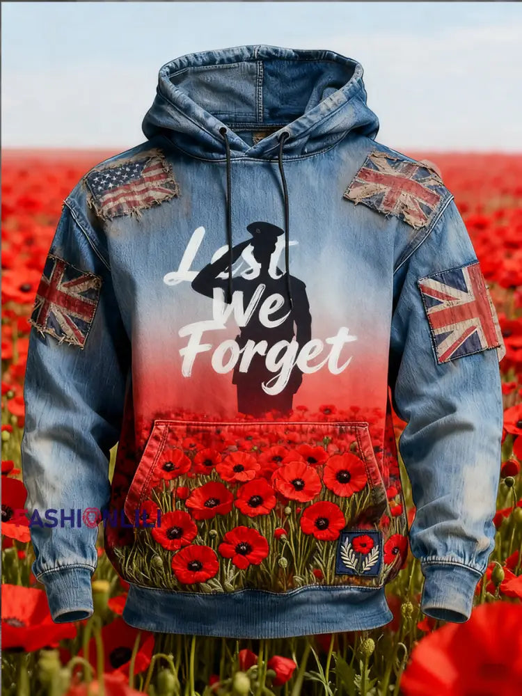 Men’s Remembrance Day ’Forget Me Not’ Poppy Hoodie A / S