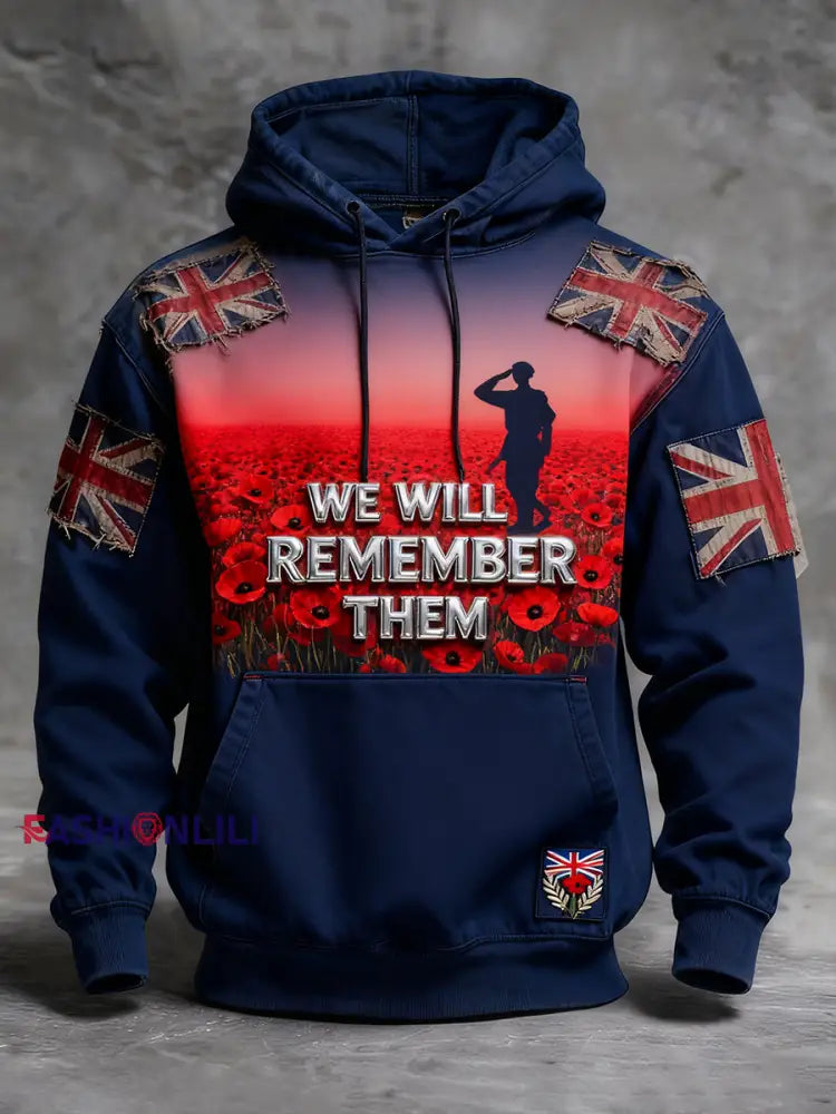 Men’s Remembrance Day ’Forget Me Not’ Poppy Hoodie A / S